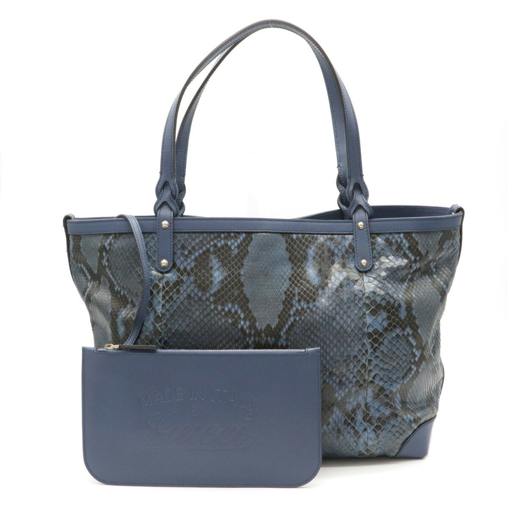 Gucci Tote Shoulder Bag Python Leather Blue - image 1